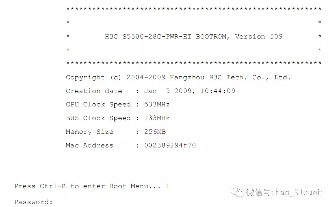 H3C交换机恢复忘记密码